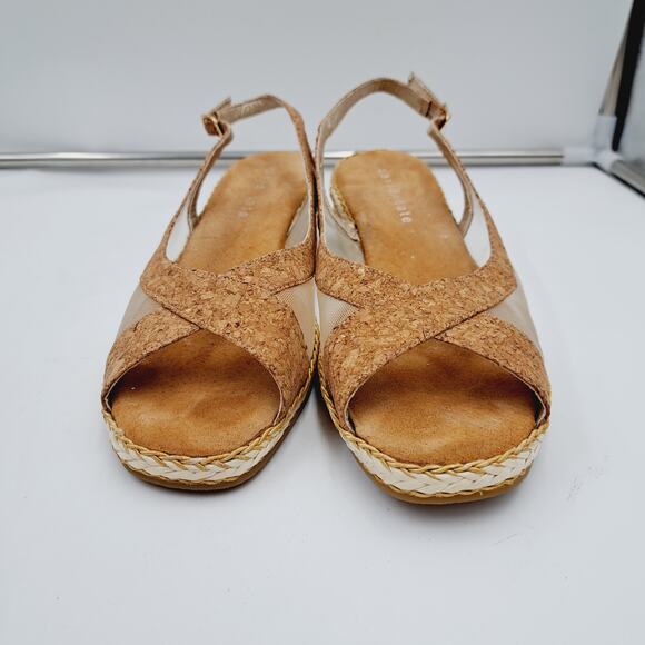 David Tate Portos 10M Brown Cork Espadrille Wedge Heel Slingback Sandals - Picture 4 of 9